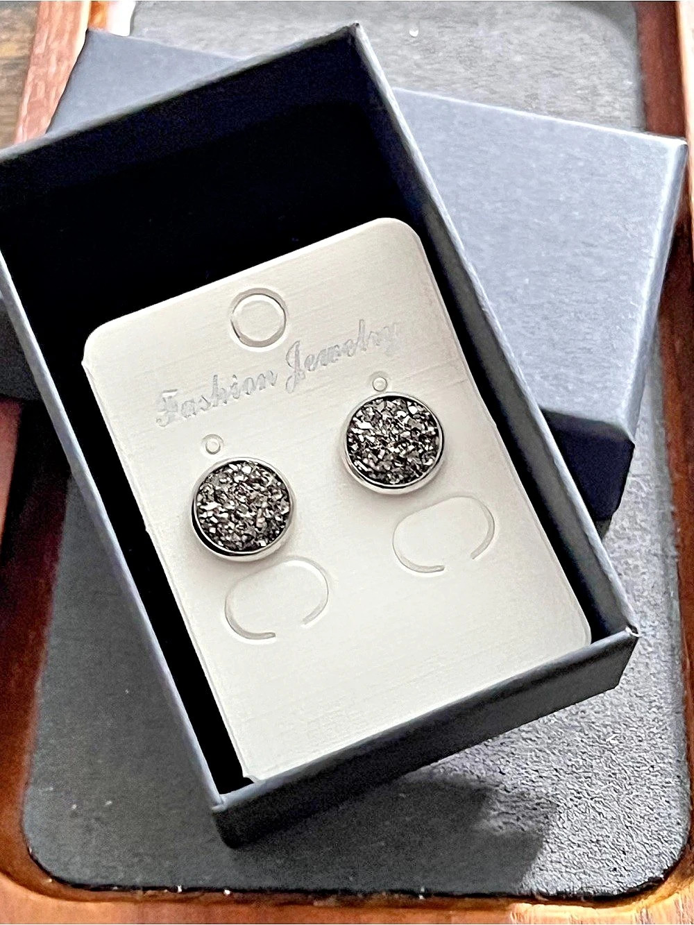 Silver tone Round Stud Earrings